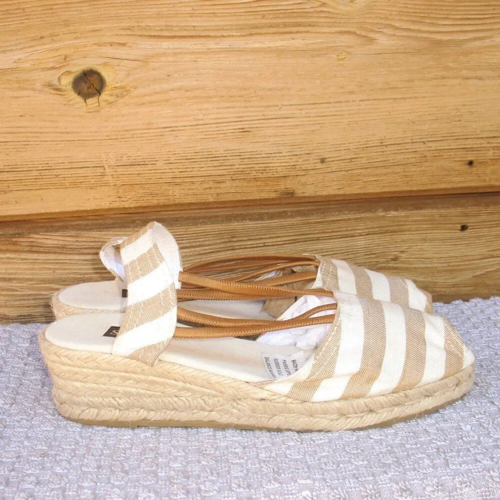 Sesto Meucci Womens 6 Striped Espadrille Peep Toe Shoes